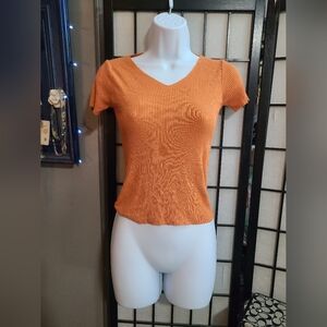 Orange Ribbed Tee sz S